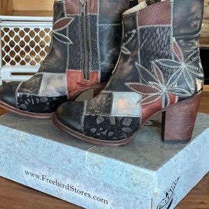 New freebird by Steven petal black patchwork booties